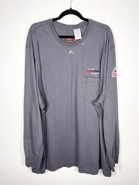 NWOT Bulwark FR Flame Resistant Long Sleeve Gray T-Shirt CAT2 *embroidered* 4XL